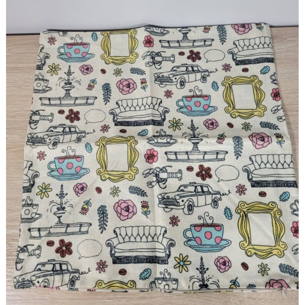FRIENDS  Cartoon Inspired Canvas Pillow Cover 17.5"‎ x 18"
